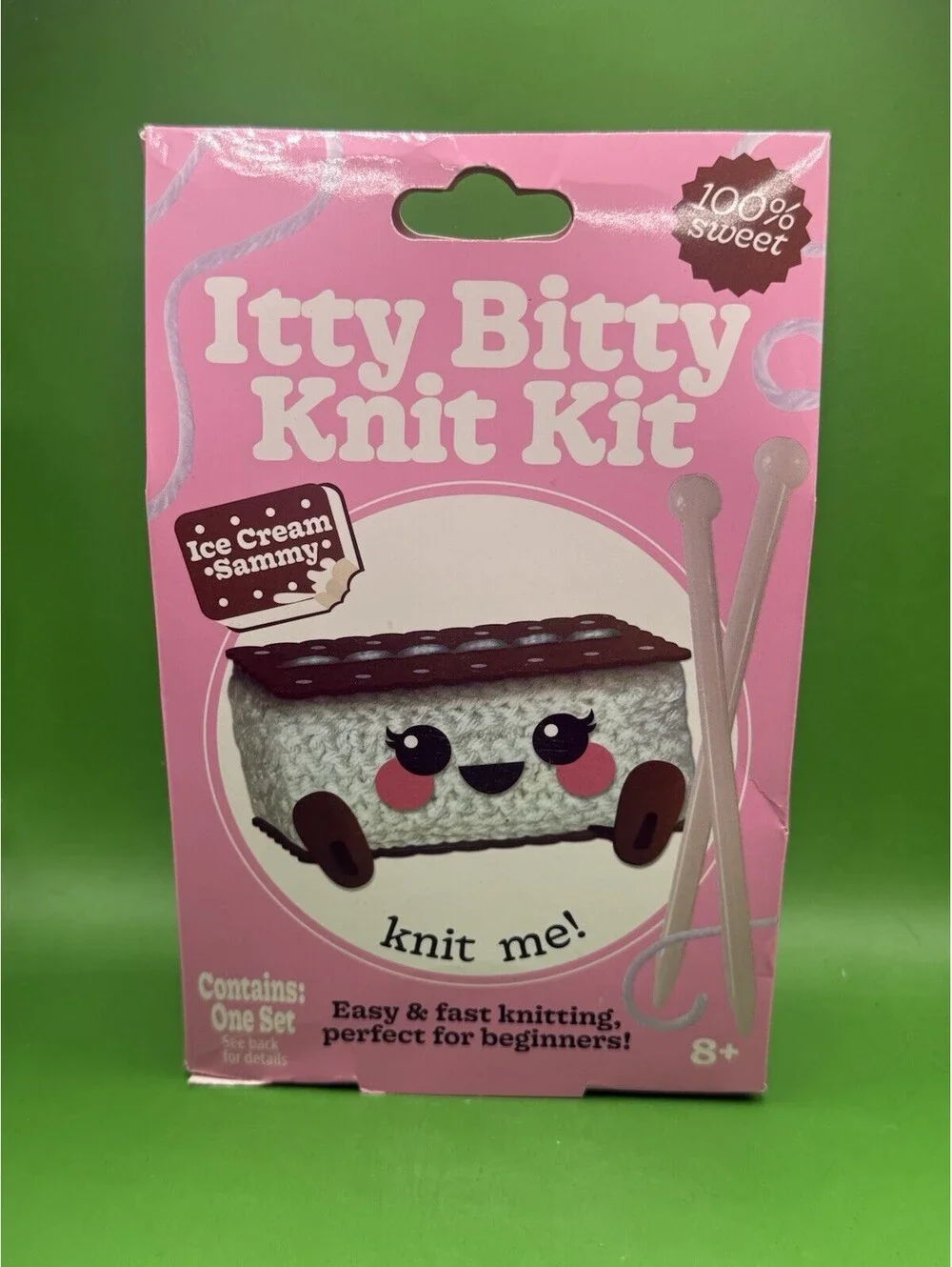 2 New Itty Bitty Knit Kit Cool Kitty & Ice Cream Sammy Beginner Knitting